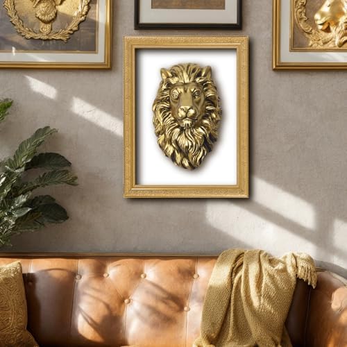 LUOWENXIANG Gold Lion Wall Sculpture Decor 45x25x65 Inch