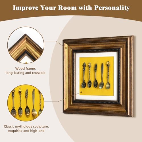 Vintage Wall Art Sculpture with Gold Frame