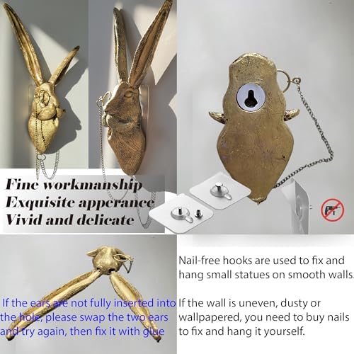 Artocery Resin Animal Heads Wall Decor - 95 Inch Golden Finish Wall Art