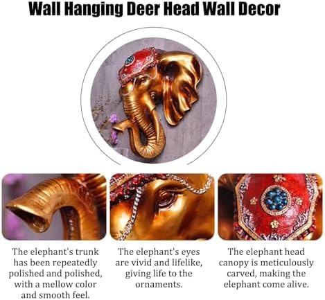 Artificial Resin Elephant Head Wall Sculpture 3D Large Faux Taxidermy Wall Decor