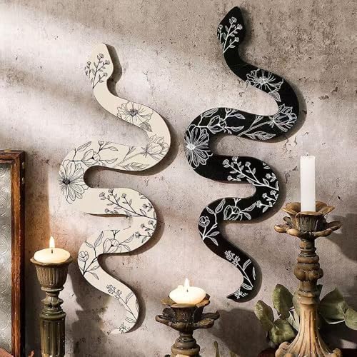 Rekeell Decorative Snake Wall Art Bohemian Style White