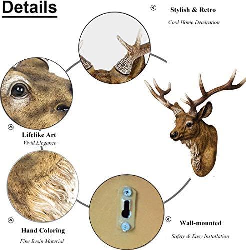 RTGGSEL Retro Faux Stag Wall Sculpture