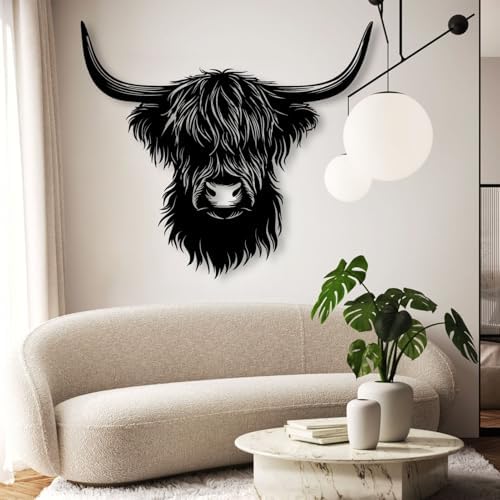 Cow Head Wall Art Metal Sculpture for Living Room and Office