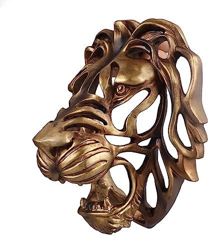 PerGar Gold Lion Head Wall Decor Sculpture