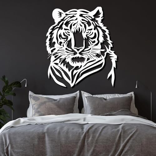 Tiger Head Metal Wall Art 19x16 Inch Decor Sign