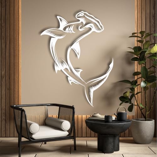 Tawinone Shark Metal Wall Art 76x58 cm Black Wall Decor