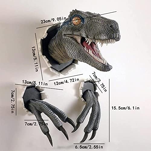 3D Wall-Mounted Velociraptor Sculpture - Realistic Dinosaur Bust Home Decoration Prop