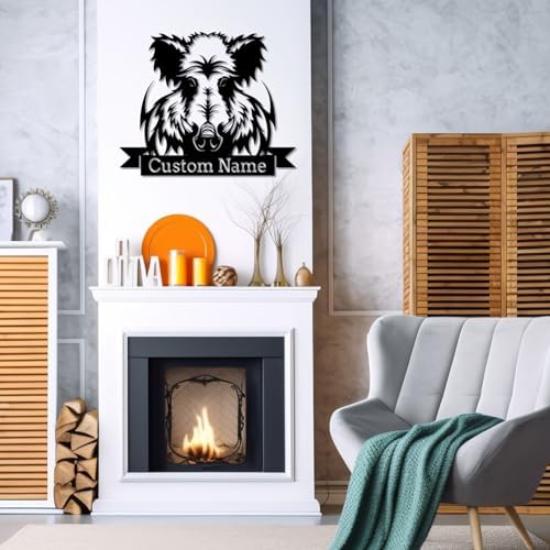 Custom Boar Head Metal Wall Art Personalized Name Sign for Home Decor