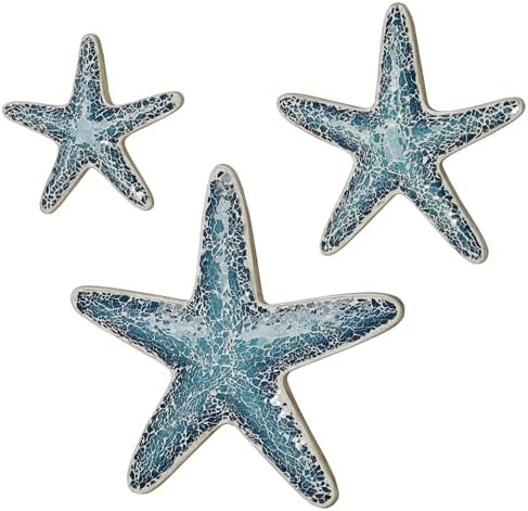 Touch of Class Blue Glass Mosaic Starfish Wall Art Set of 3 1