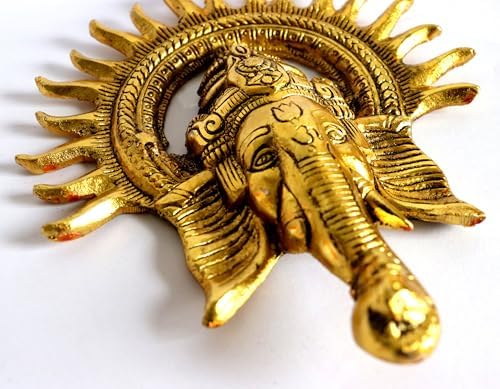 8 Inch Brass Wall Hanging Ganesha Statue