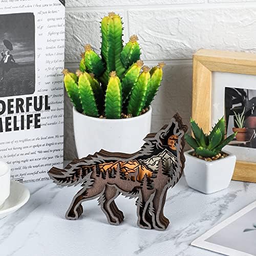 Laozai Wooden Forest Animals Wolf Wall Decor