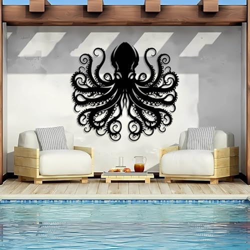 LARNT Metal Octopus Wall Art 21x24 Black