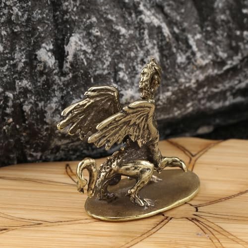 Leheybia Golden Brass Magic Dragon Statue Ornament