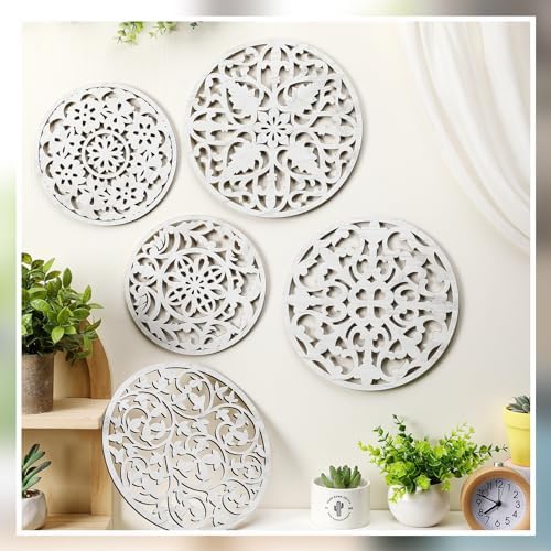 Wonderjune 5 Pcs Rustic Wall Medallion Decor