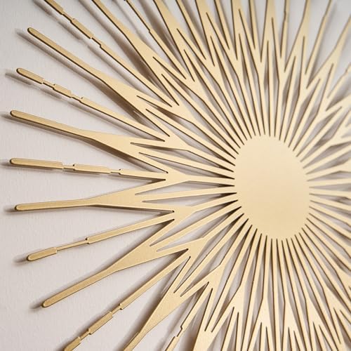 NEODECO Single Sun Wall Art 3D Sculpture Metallic Colors Gold Silver Bronze Black Wall Decor Accent