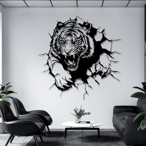 Tiger Metal Wall Art Large Tiger Head Decor 24x24 Inch