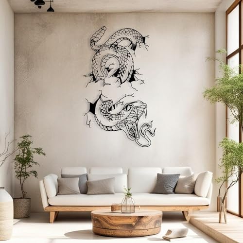 Silver Snake Wall Art 30x18 Inch Decor