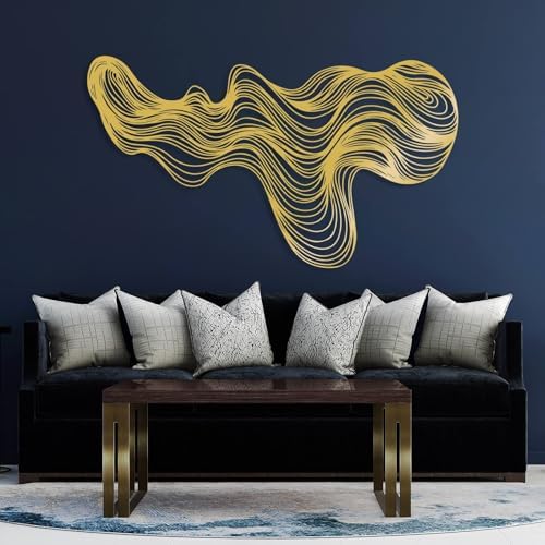 Abstract Lines Metal Art Wall Decor 24x13 Inch