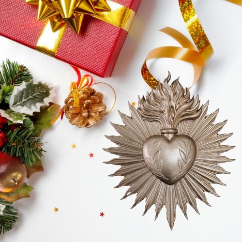 wsmart Sacred Heart Wall Decor - Vintage Gold Resin Catholic Statue