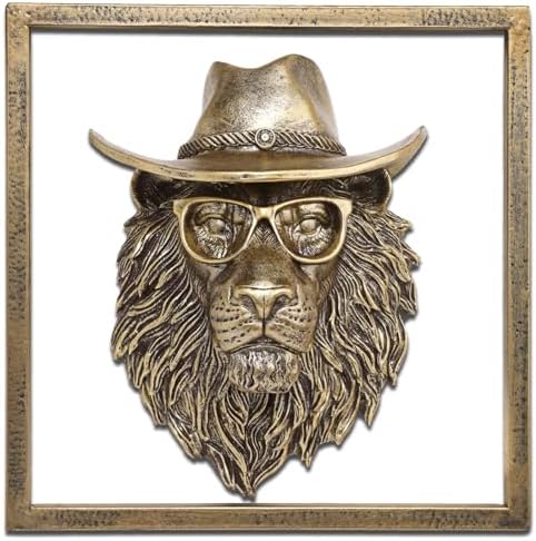 JJALIGHTS Exquisite Resin Lion Wall Sculpture with Gift Frame