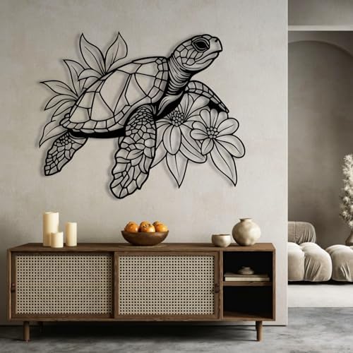 Silver Sea Turtle Wall Sculpture 47x38cm