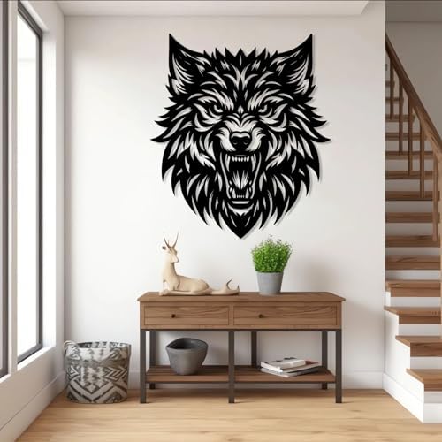Wolf Head Metal Wall Art - Gold 17x19 Wall Decor