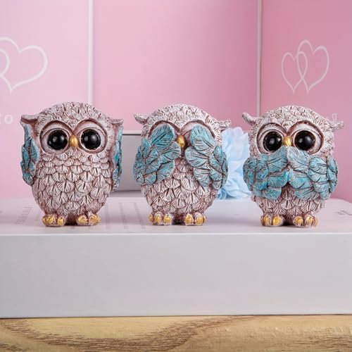 Owl Decor Statue Set of 3 Home Decor Figurine for Living Room and Office