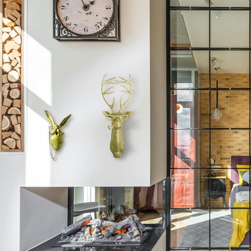 Artocery Resin Animal Heads Wall Decor - 95 Inch Golden Finish Wall Art