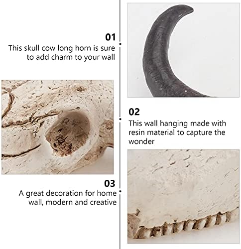 Homoyoyo Long Horn Cow Skull Resin Wall Hanging