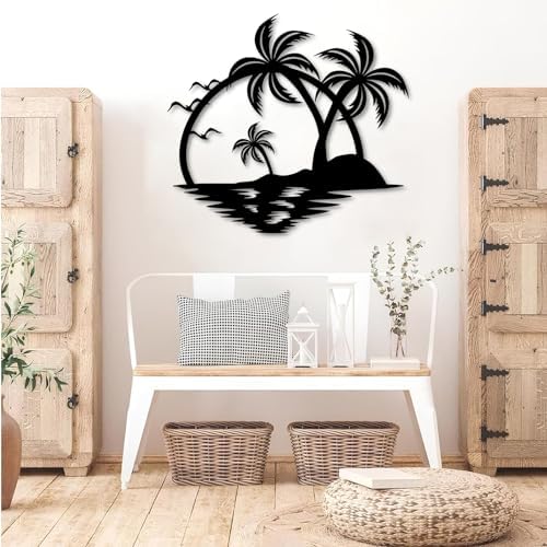 Cadeali Tropical Beach Metal Wall Art 24x26 Inches