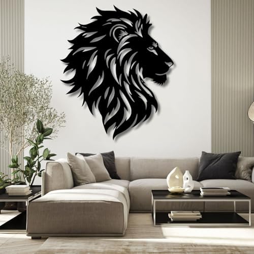 Lion Head Wall Art Sculpture - 120x101cm Modern Decor