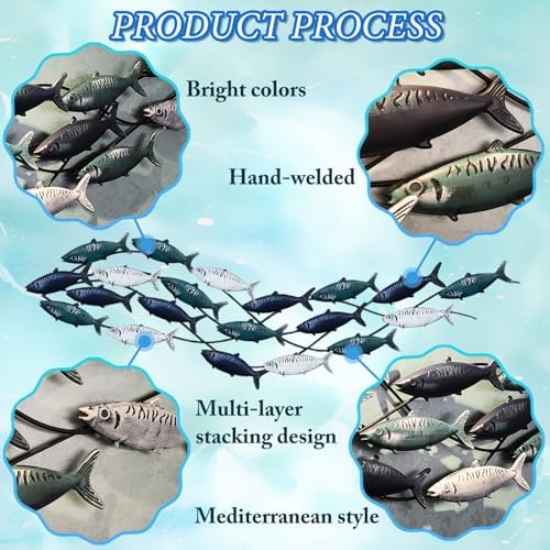 Coastal Metal Fish Wall Decor 59 x 165 Large Nautical Art Sculpture