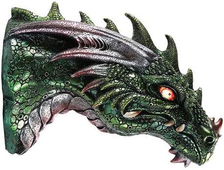 Medieval Times Green Dragon Wall Plaque with LED Eyes Home Decor