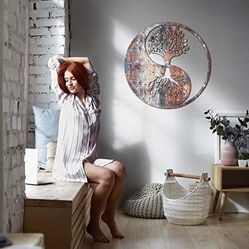 Venovez Yin Yang Wall Decor Wood-Metal Sculpture