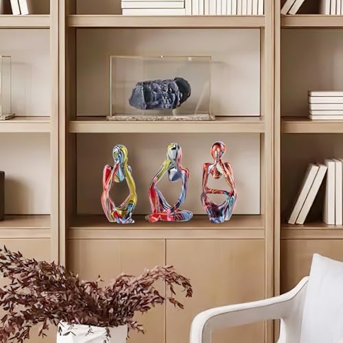 BrownLove 3pcs Abstract Human Body Art Statue Modern Resin Decor for Home Office Shelf Bookcase