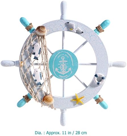 Tvoip 11 Inch Nautical Wooden Steering Wheel Wall Decor
