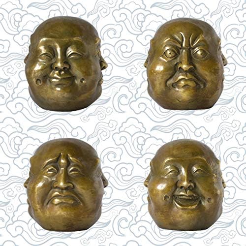 Four Faces Buddha Head Statue Brass Home Decor