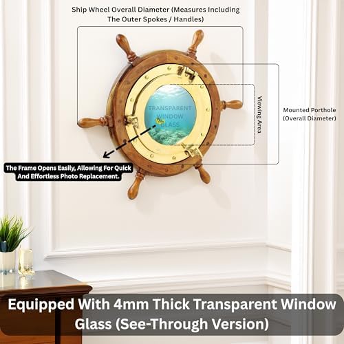 Nagina International Nautical Brass Ship Wheel Wall Decor 36 Inches