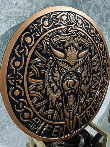 Viking Wolf Wall Decor with Celtic Knot Design