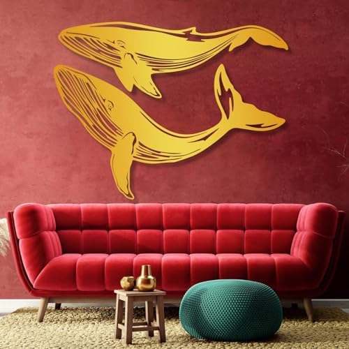Modern Blue Whale Metal Wall Art 24x14 60x35 cm