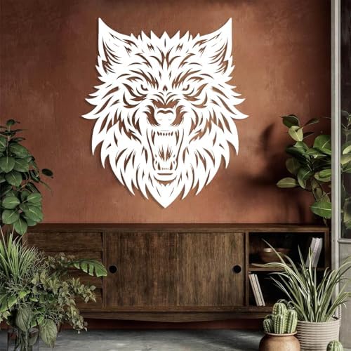 Wolf Head Metal Wall Art - Gold 17x19 Wall Decor
