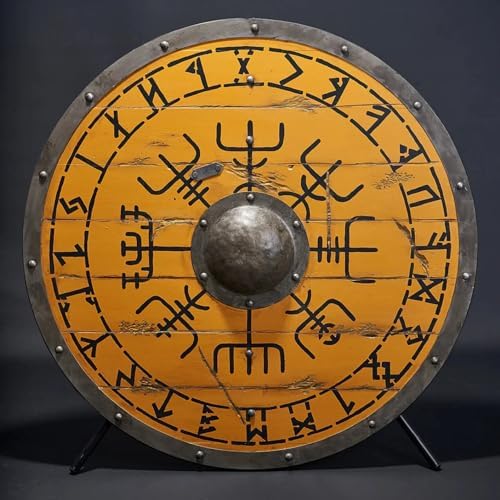 The Spidy Vegvisir Wooden Viking Shield - 30 Inch Wall Decor