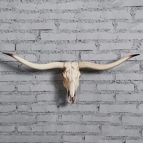 Skull Head Long Horn Wall Decor Handmade Resin Sculpture