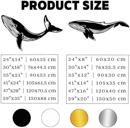 Modern Blue Whale Metal Wall Art 24x14 60x35 cm