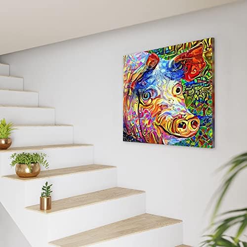 Funny Blue-Eyed Pig Canvas Wall Art Modern Farmhouse Decor