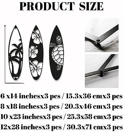 Fayholy Metal Surf Board Wall Art 3 Piece Set