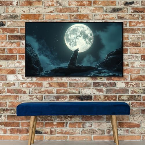Lumwif Wolf Wall Art Black Metal Frame 30x17