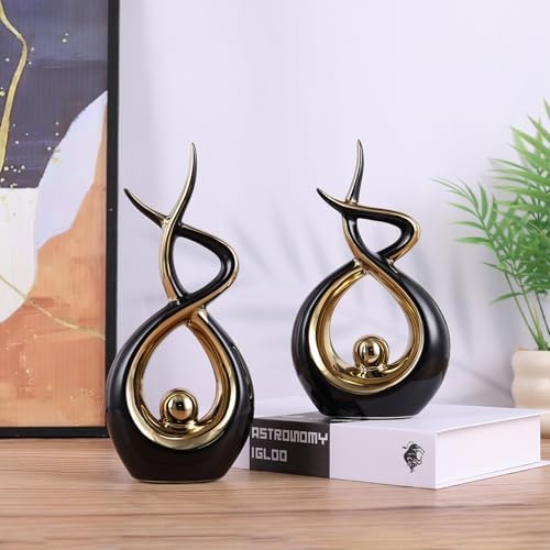 Gold Black Modern Sculpture Table Decorations Ceramic Statues for Living Room and Desk