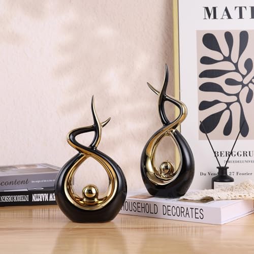 Gold Black Modern Sculpture Table Decorations Ceramic Statues for Living Room and Desk
