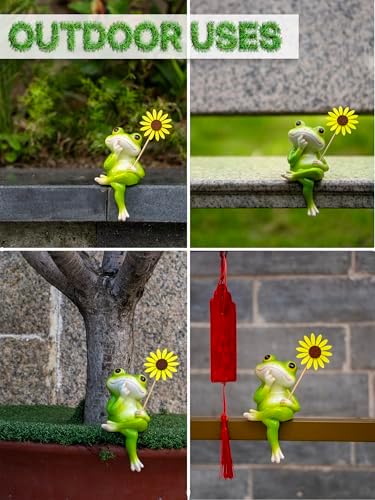 Fuzrea Funny Frog Statue with Removable Flower